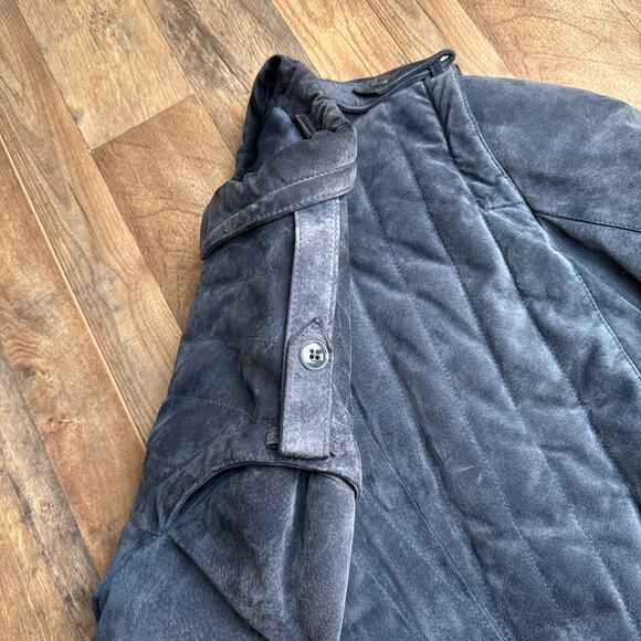 Vintage Wilsons Suede Leather Jacket Men's Size XL 46 Blue Quilted Heavyweight - Picture 7 of 11